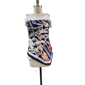 Casga Collection Cotton/Poly Pop Art Italy T-shirt Sz L Detachable Scarf